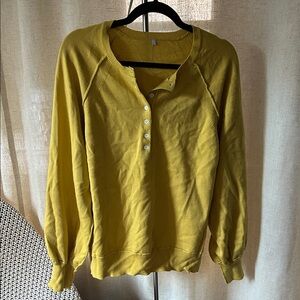 Yellow Button-Up Women's Henley Top